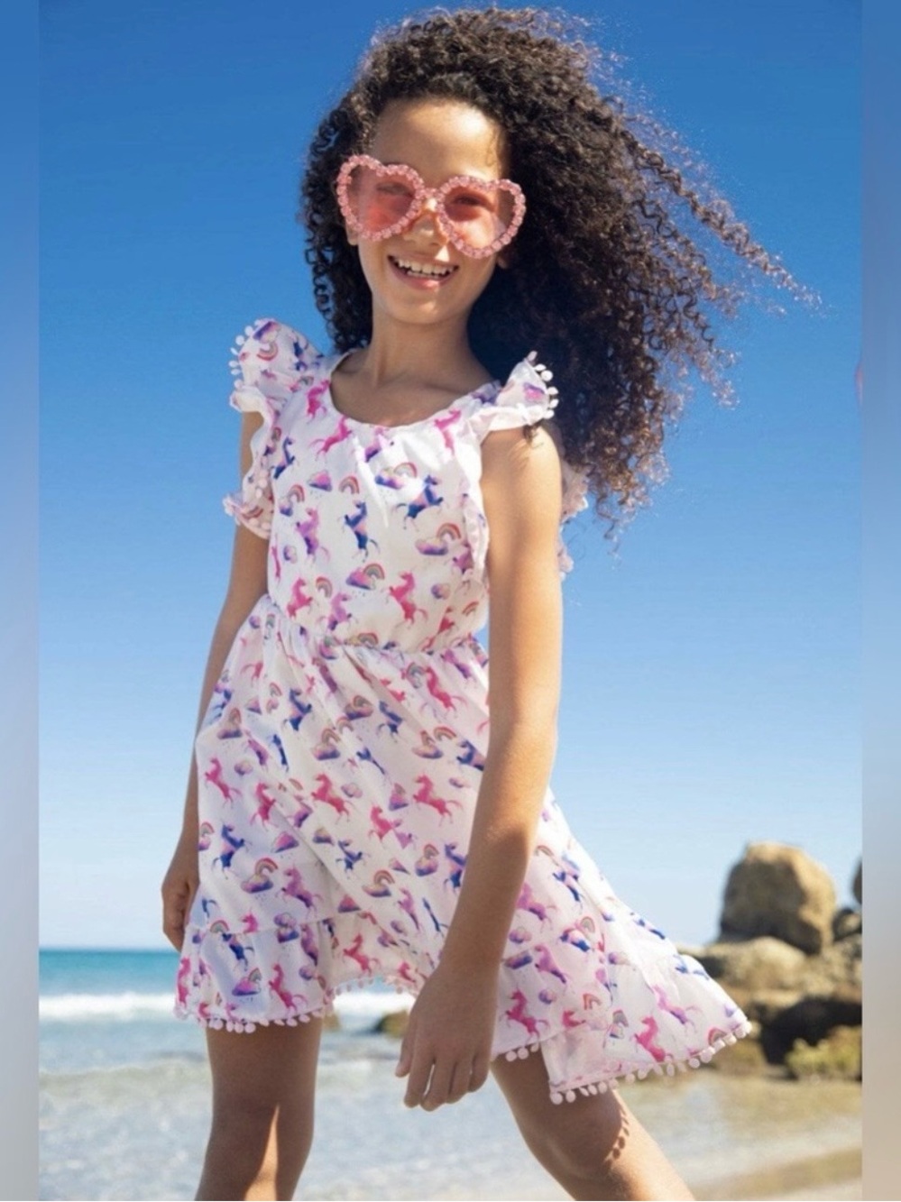 Lola and the Boys Girls Unicorns & Rainbows Dress Size 10